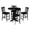 International Concepts 36 in. Solid Wood Round Extension Dining Table with 4 Counter Height Stools in Black K46-36RXT-23B-S102-4 - alternate 1
